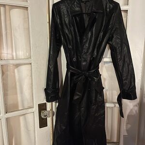 Olivaceous Sleek Black Trench Coat